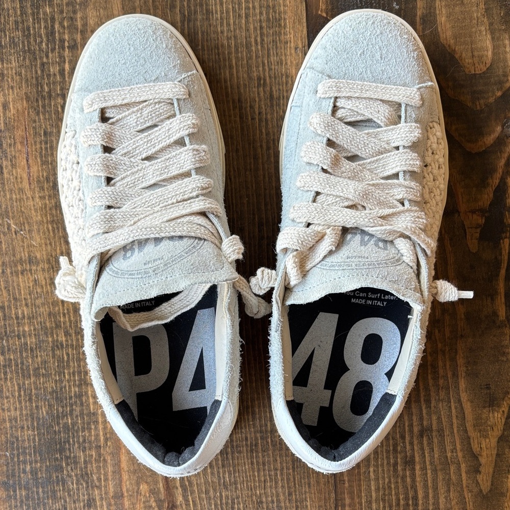 P448 Cream Textured Women's Sneakers 39 NWT - Picture 3 of 9
